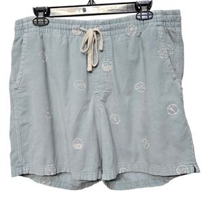 Aeropostale Shorts Women Medium Pastel‎ Blue Corduroy Embroidery Peace Ying Yang